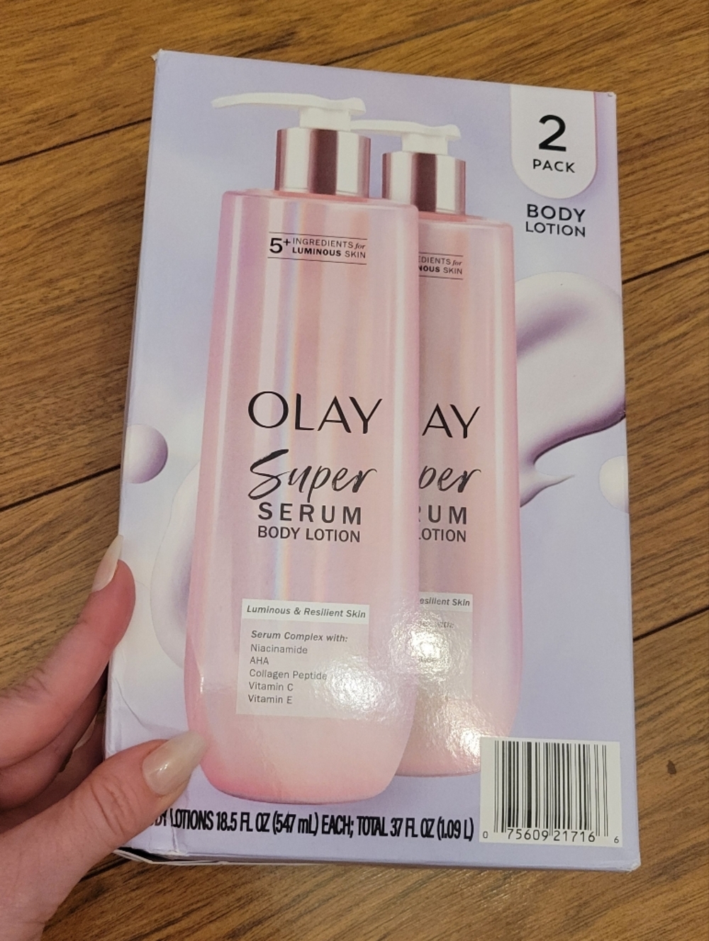 NWT Olay Super Serum Body Lotion 2-Pack, 18.5 fl. oz. Bottles NEW IN BOX cream